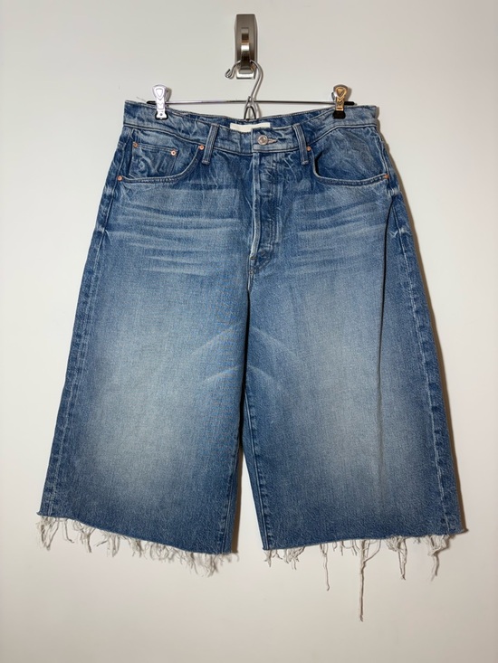 MOTHER Pants - Mother The Whole Lot Fray Shorts Womens 29 Blue Denim Cutoff Long Raw Hem
